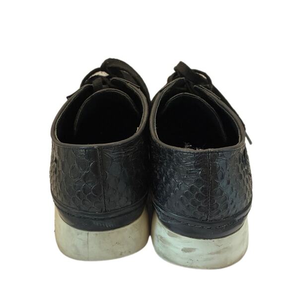 VINCE Rayner Leather Lace-Up Sneakers Snakeskin Embossed Luxe Black Size 10 - Picture 6 of 10